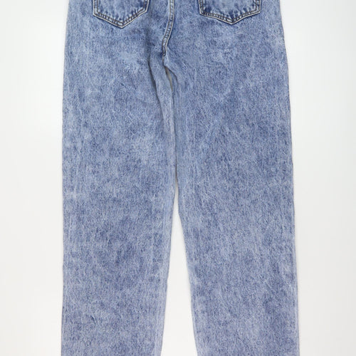 PRETTYLITTLETHING Womens Blue Cotton Mom Jeans Size 8 L33 in Regular Button
