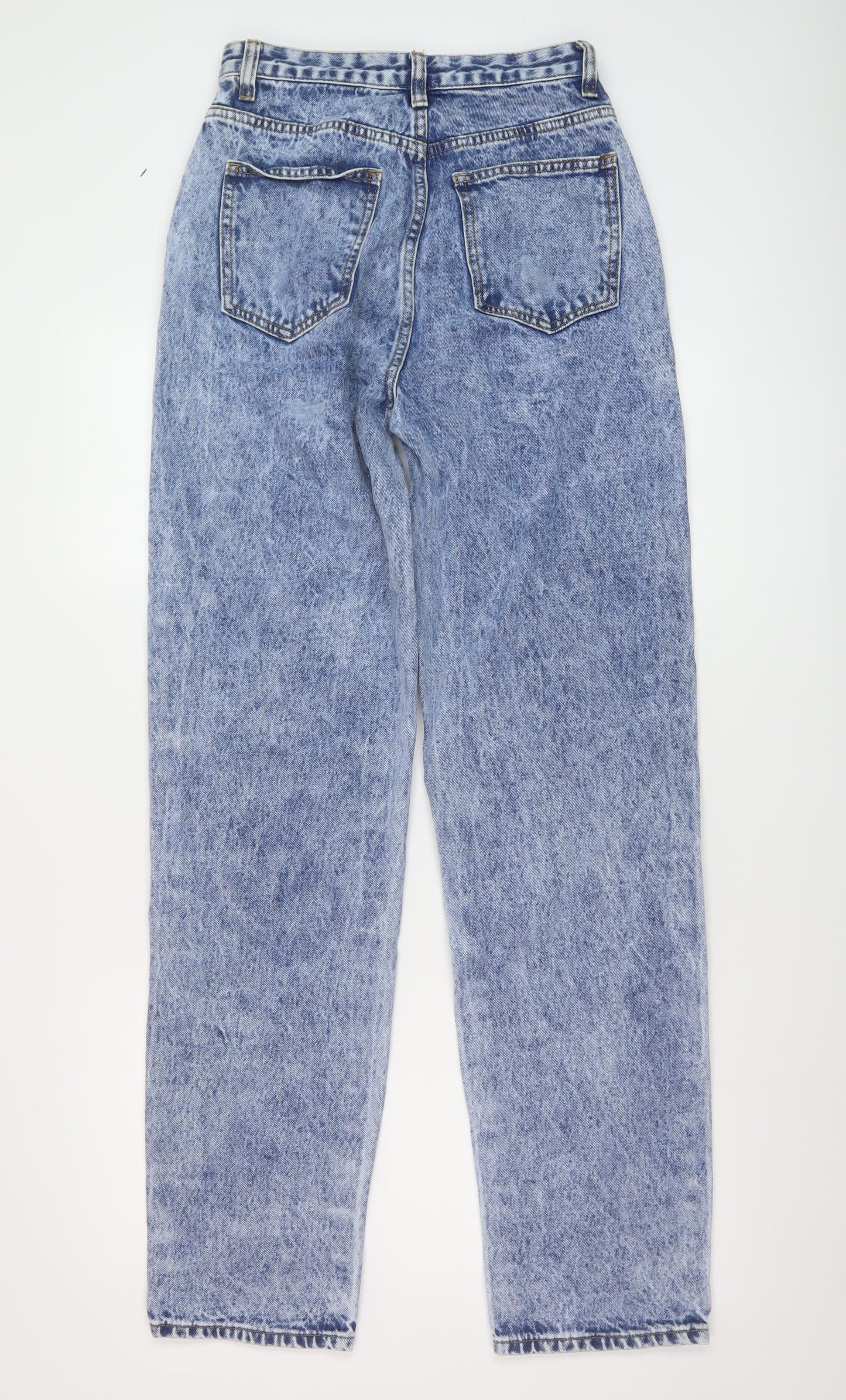 PRETTYLITTLETHING Womens Blue Cotton Mom Jeans Size 8 L33 in Regular Button