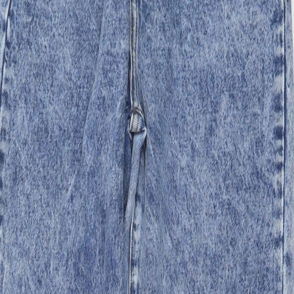 PRETTYLITTLETHING Womens Blue Cotton Mom Jeans Size 8 L33 in Regular Button