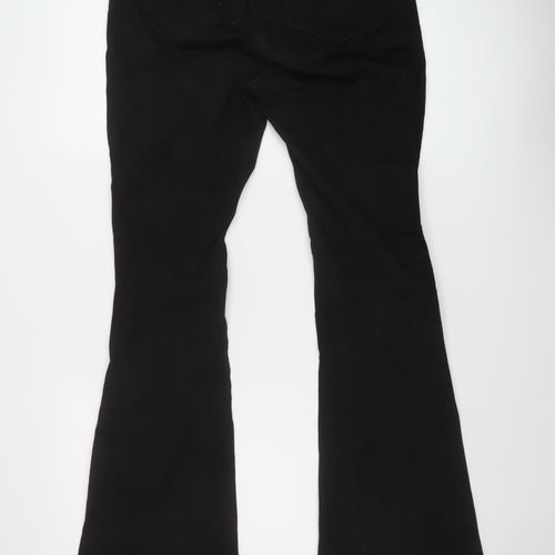 ASOS Womens Black Cotton Bootcut Jeans Size 30 L32 in Regular Button