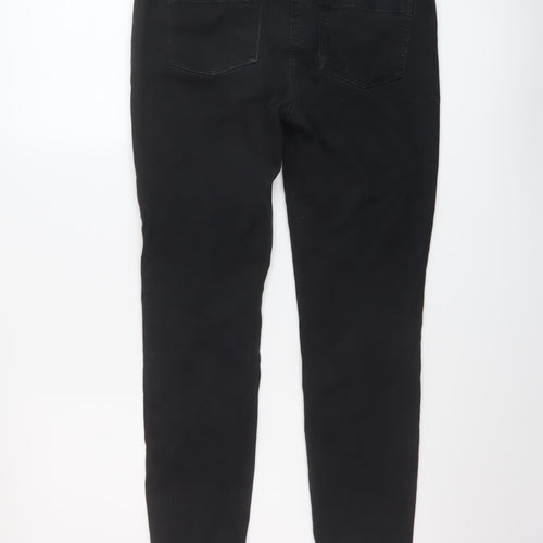 NEXT Womens Black Cotton Skinny Jeans Size 10 L28 in Regular Button