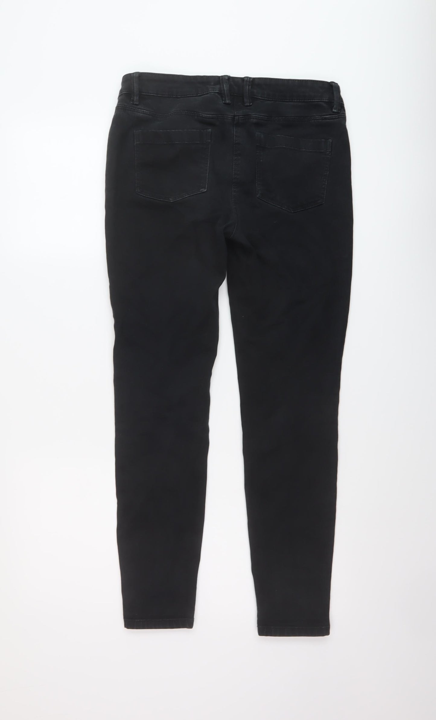 NEXT Womens Black Cotton Skinny Jeans Size 10 L28 in Regular Button