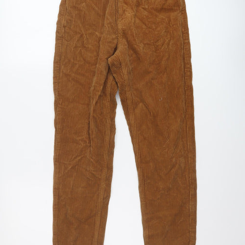 Topshop Womens Brown Cotton Trousers Size 26 in L25 in Regular Button