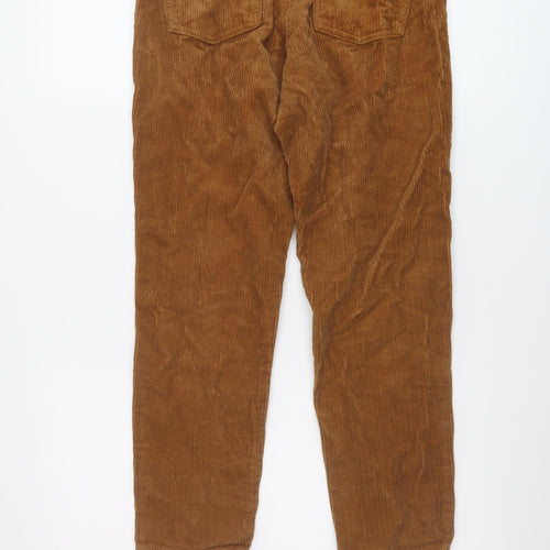 Topshop Womens Brown Cotton Trousers Size 26 in L25 in Regular Button