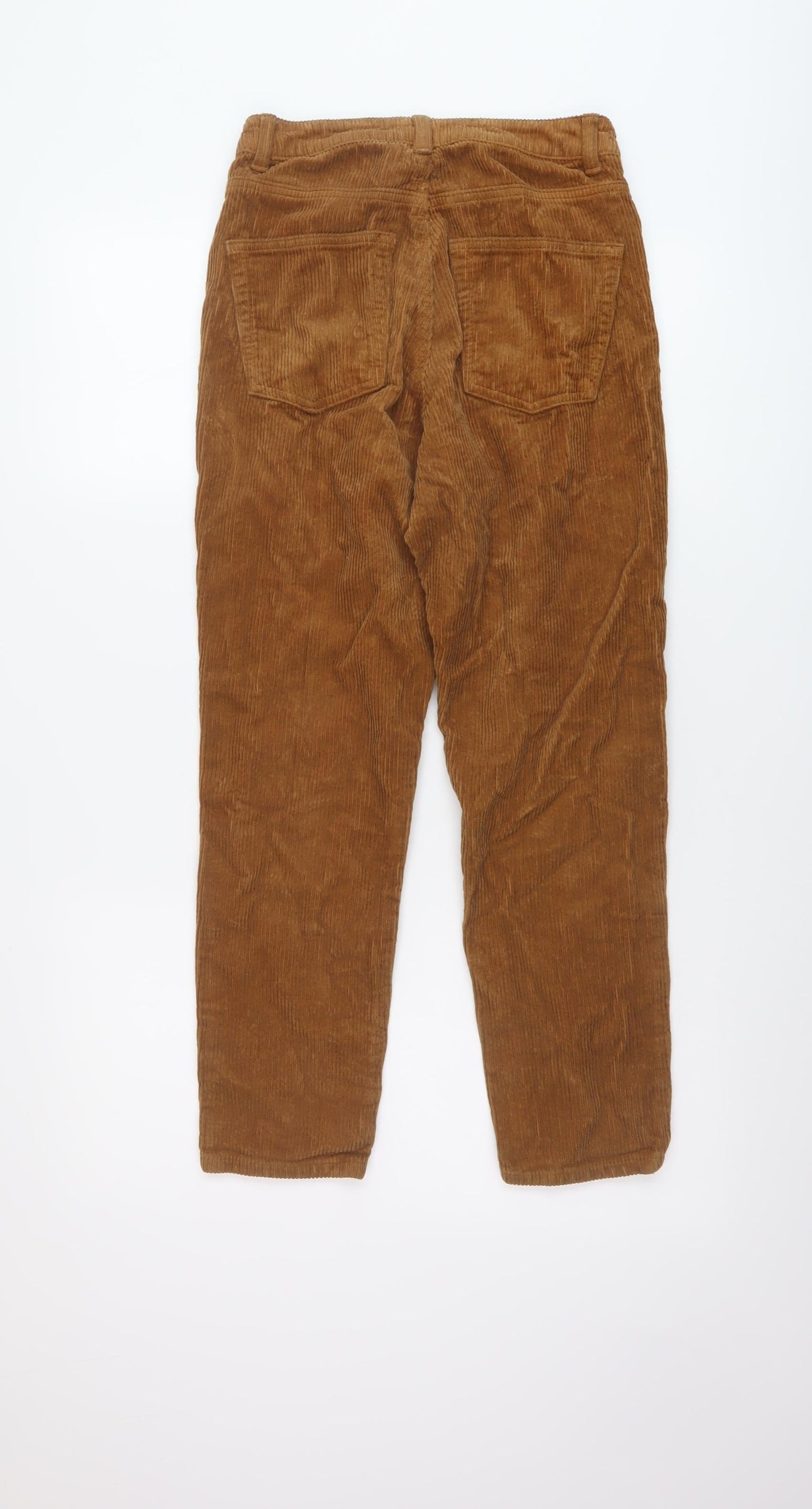 Topshop Womens Brown Cotton Trousers Size 26 in L25 in Regular Button