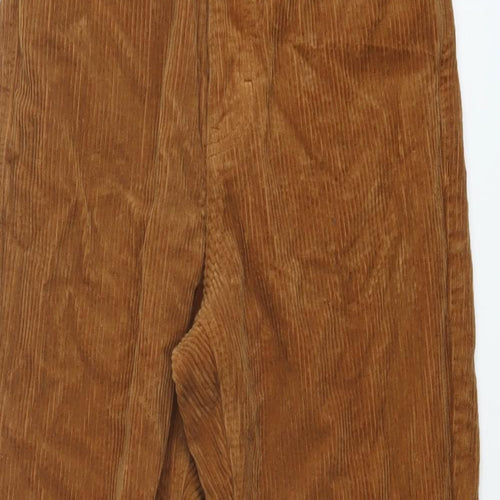 Topshop Womens Brown Cotton Trousers Size 26 in L25 in Regular Button