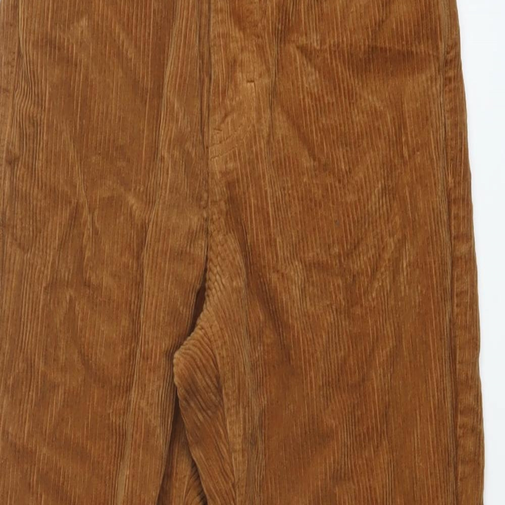 Topshop Womens Brown Cotton Trousers Size 26 in L25 in Regular Button