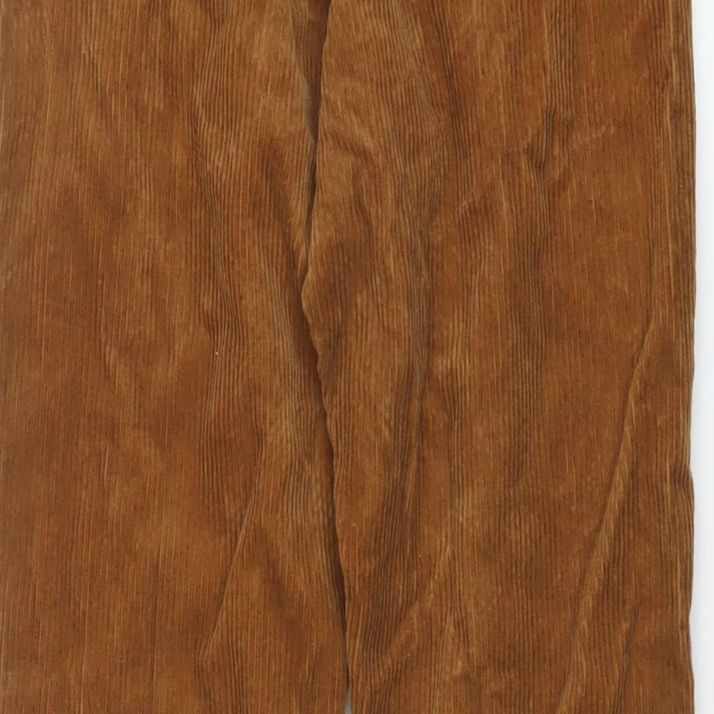 Topshop Womens Brown Cotton Trousers Size 26 in L25 in Regular Button