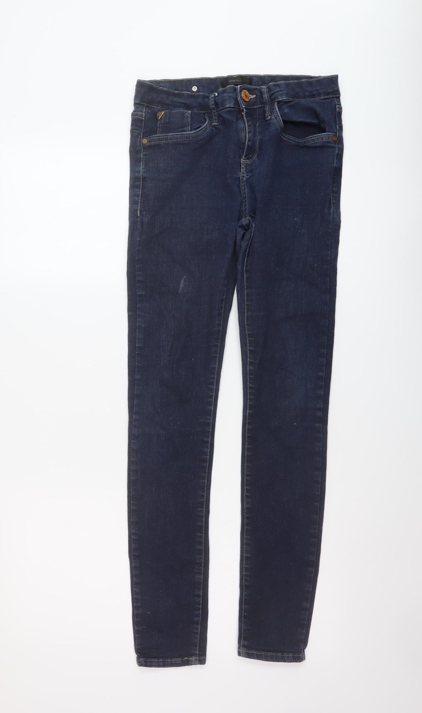 River Island Womens Blue Cotton Skinny Jeans Size 10 L29 in Regular Button