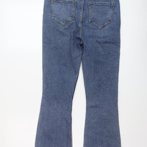 Marks and Spencer Womens Blue Cotton Bootcut Jeans Size 10 L26 in Slim Button