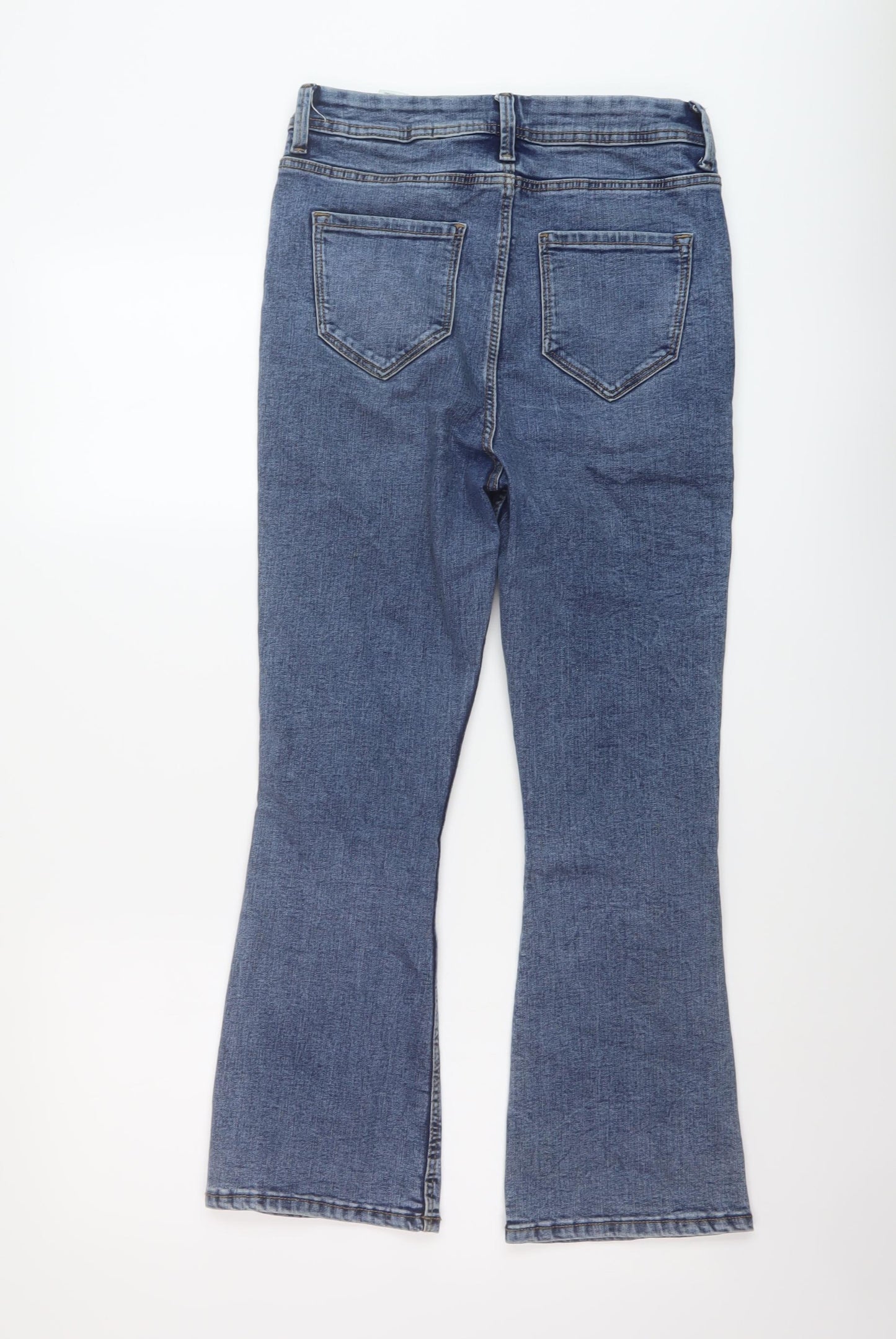 Marks and Spencer Womens Blue Cotton Bootcut Jeans Size 10 L26 in Slim Button