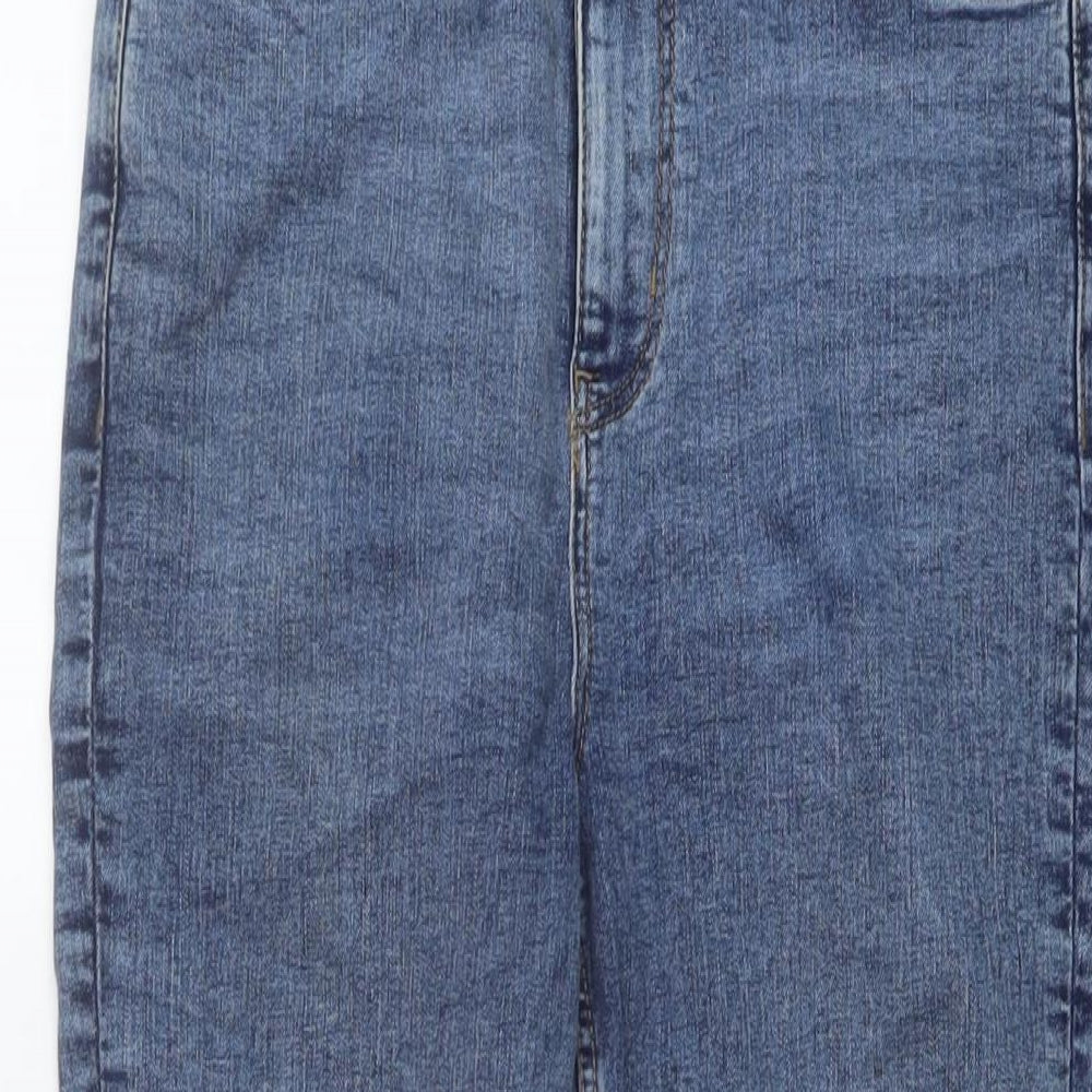 Marks and Spencer Womens Blue Cotton Bootcut Jeans Size 10 L26 in Slim Button