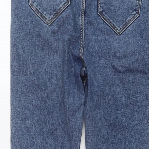 Marks and Spencer Womens Blue Cotton Bootcut Jeans Size 10 L26 in Slim Button
