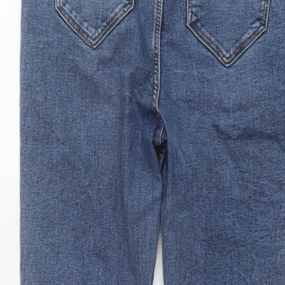 Marks and Spencer Womens Blue Cotton Bootcut Jeans Size 10 L26 in Slim Button