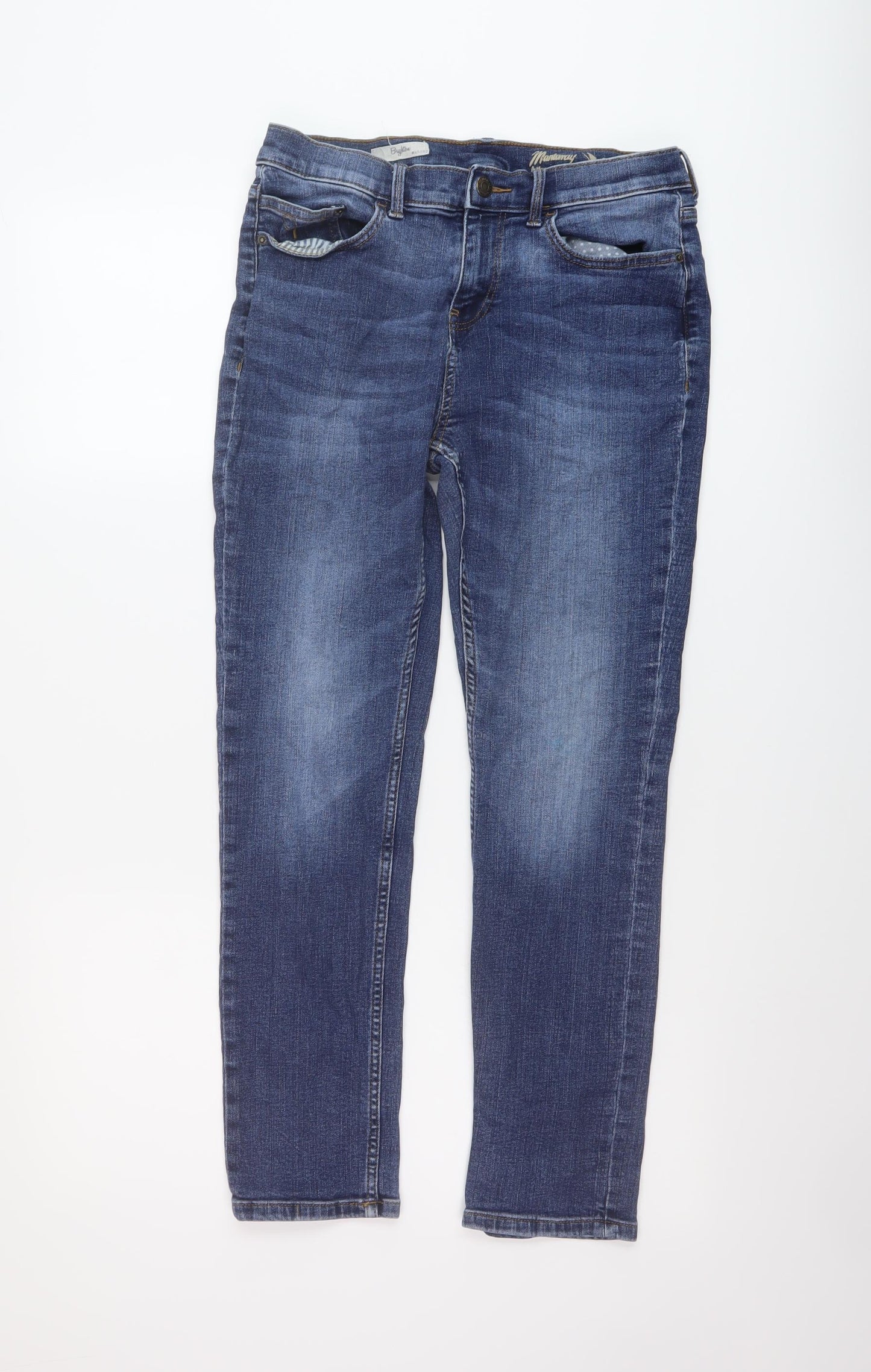 MANTARAY PRODUCTS Womens Blue Cotton Straight Jeans Size 12 L26 in Regular Button