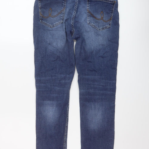 MANTARAY PRODUCTS Womens Blue Cotton Straight Jeans Size 12 L26 in Regular Button