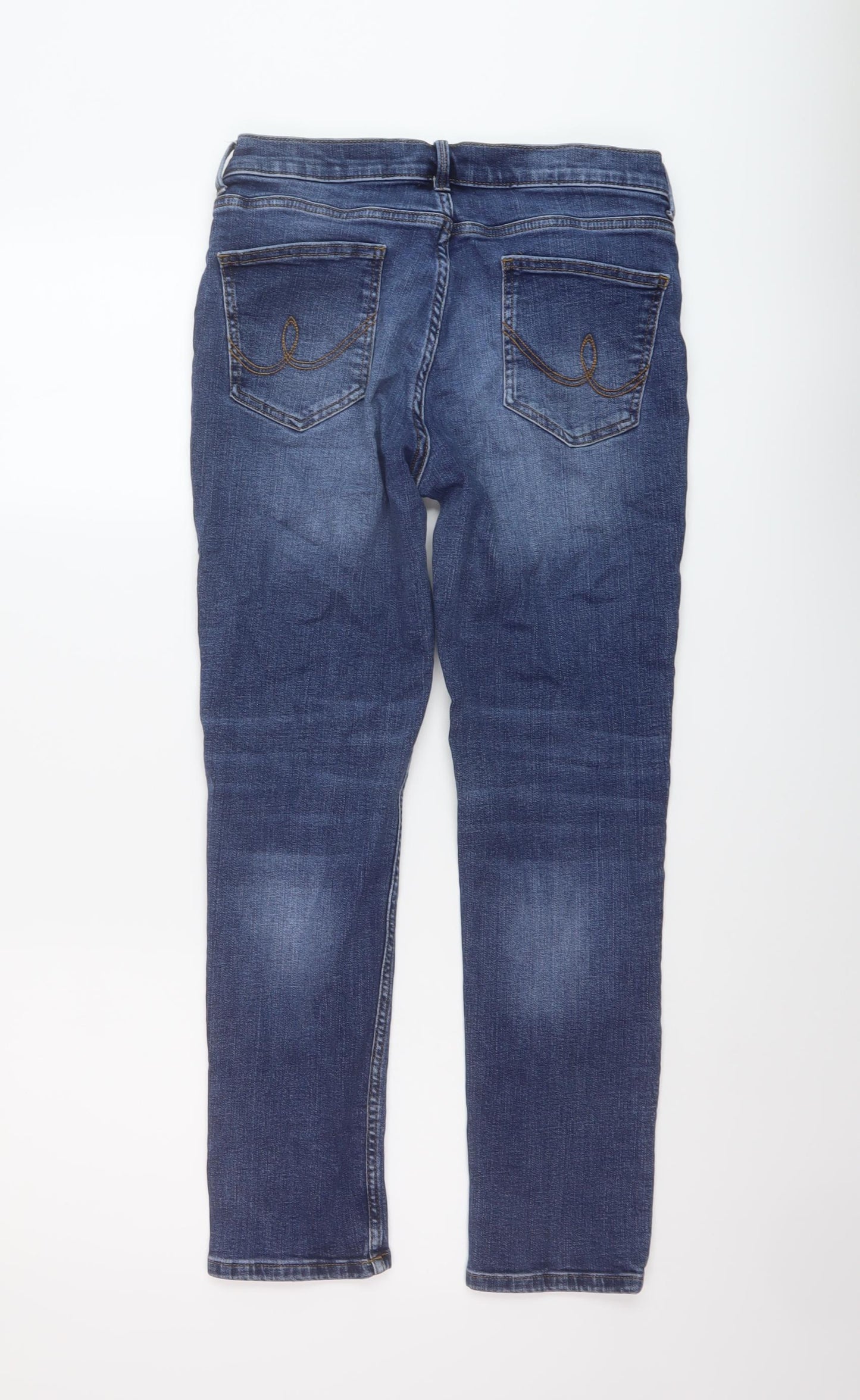 MANTARAY PRODUCTS Womens Blue Cotton Straight Jeans Size 12 L26 in Regular Button