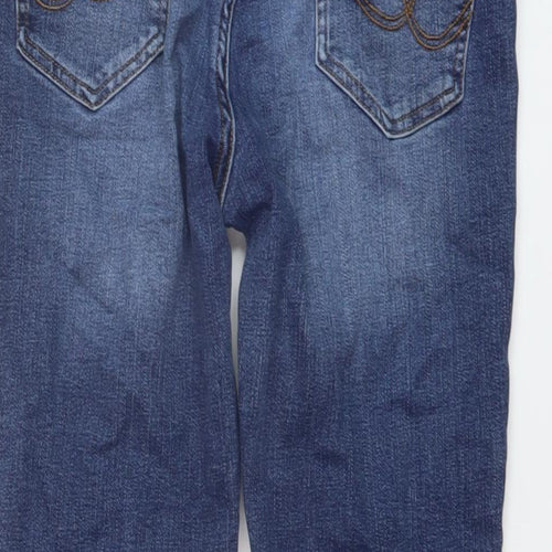 MANTARAY PRODUCTS Womens Blue Cotton Straight Jeans Size 12 L26 in Regular Button