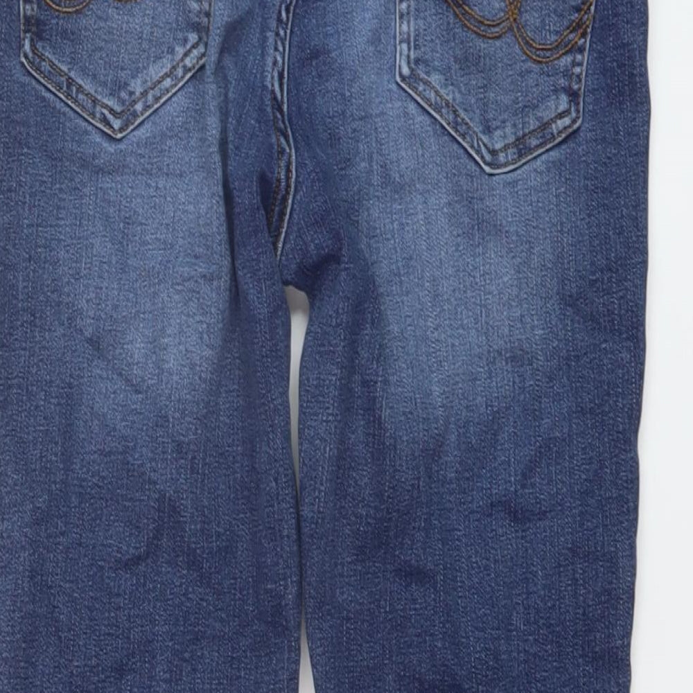 MANTARAY PRODUCTS Womens Blue Cotton Straight Jeans Size 12 L26 in Regular Button