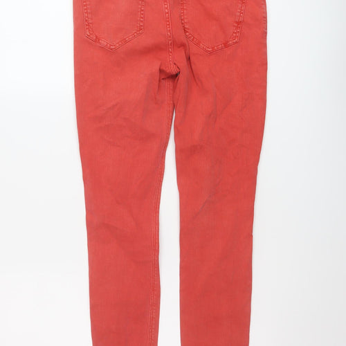 River Island Womens Red Cotton Skinny Jeans Size 10 L27 in Regular Button