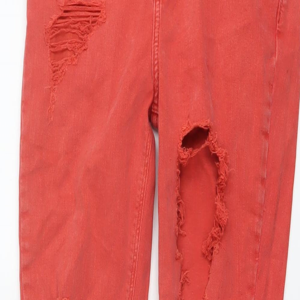 River Island Womens Red Cotton Skinny Jeans Size 10 L27 in Regular Button