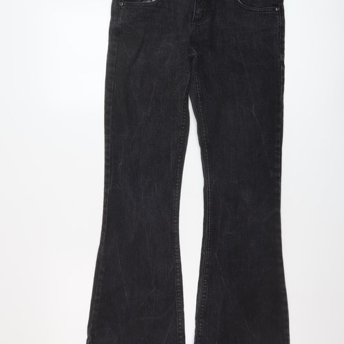 E-vie Womens Black Cotton Bootcut Jeans Size 10 L31 in Regular Button