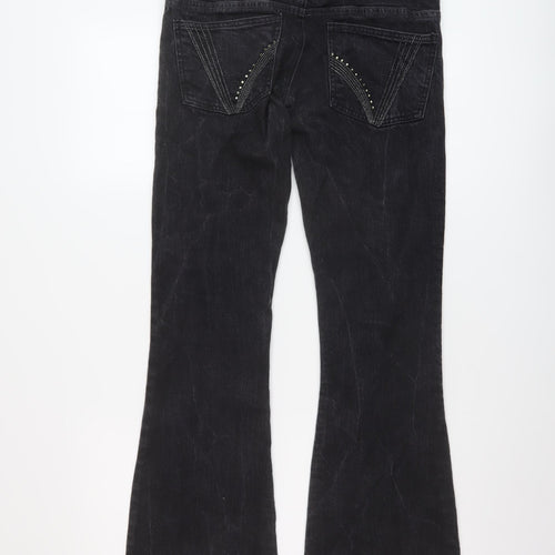 E-vie Womens Black Cotton Bootcut Jeans Size 10 L31 in Regular Button