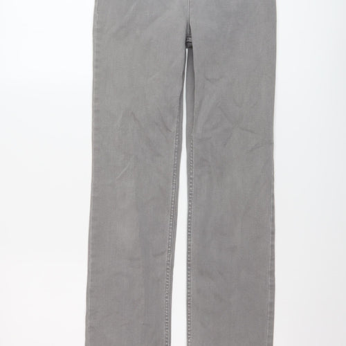 Marks and Spencer Womens Grey Cotton Straight Jeans Size 6 L29 in Slim Button