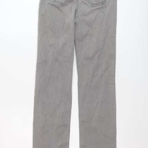Marks and Spencer Womens Grey Cotton Straight Jeans Size 6 L29 in Slim Button