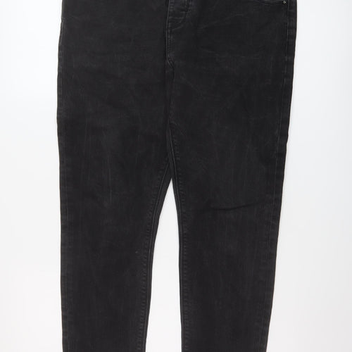 ASOS Womens Black Cotton Tapered Jeans Size 34 in L27 in Regular Button