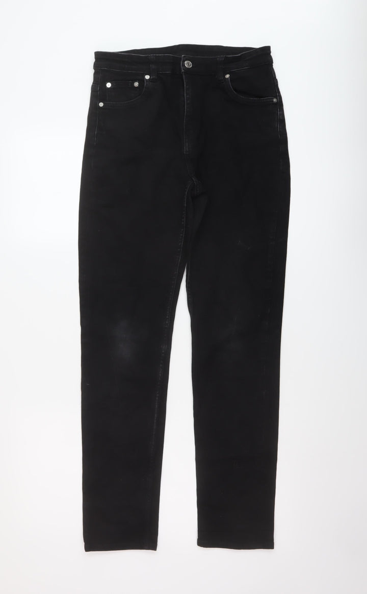 Weekday Womens Black Cotton Straight Jeans Size 29 in L30 in Regular Button