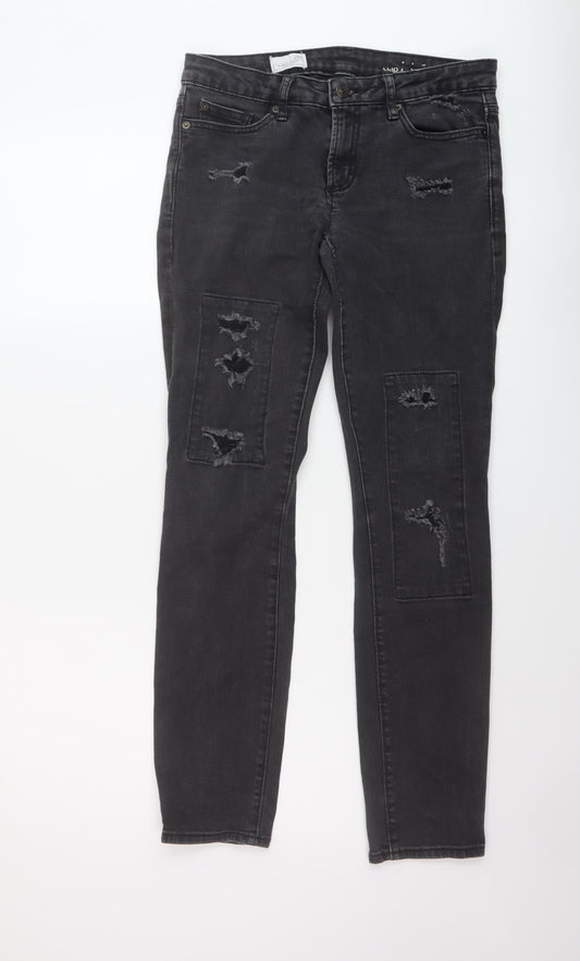 Front view of Gap women’s grey cotton straight jeans, size UK 26, in, 30-inch leg regular button
