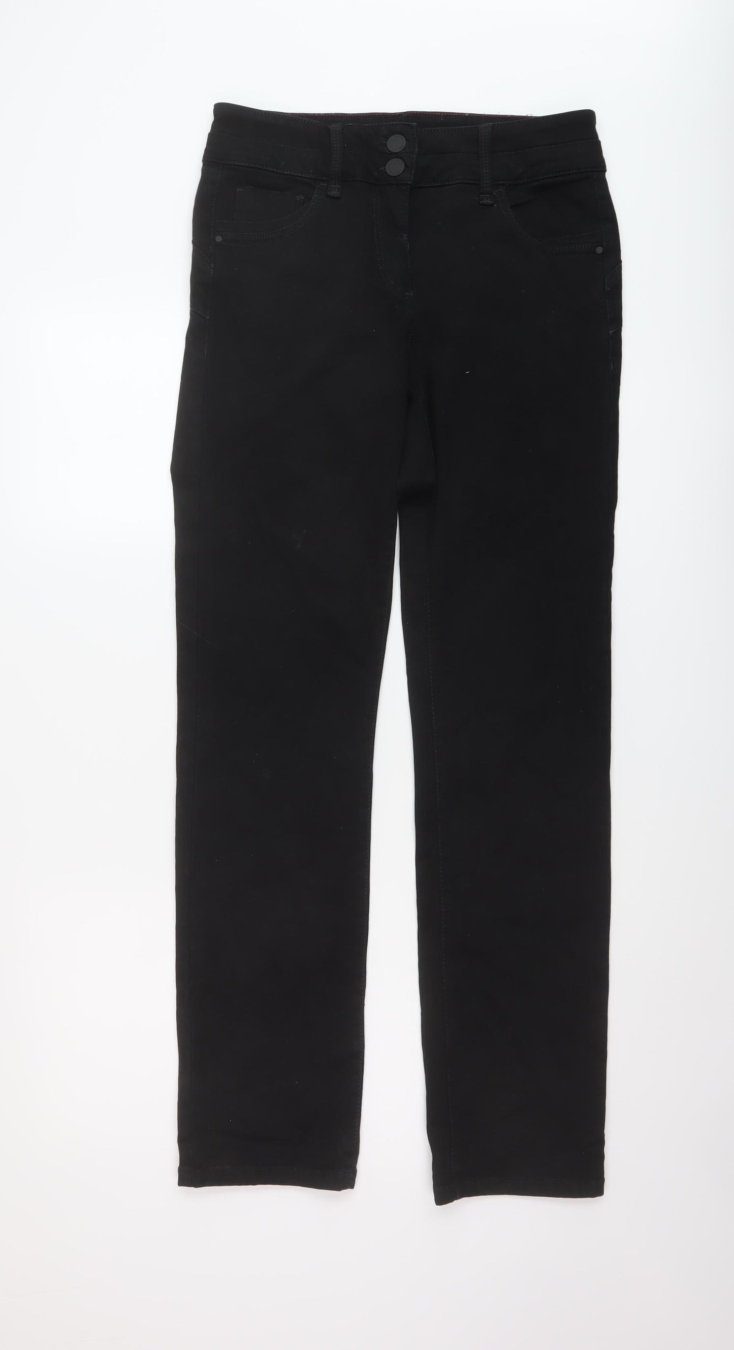 NEXT Womens Black Cotton Straight Jeans Size 12 L32 in Regular Button
