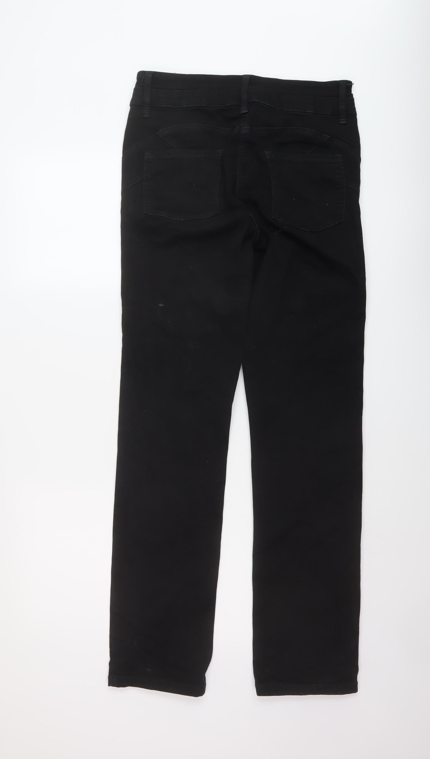 NEXT Womens Black Cotton Straight Jeans Size 12 L32 in Regular Button