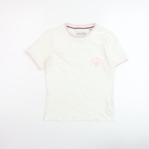Jack Wills Womens White Cotton Basic T-Shirt Size 8 Crew Neck