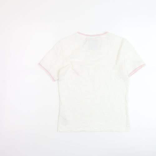 Jack Wills Womens White Cotton Basic T-Shirt Size 8 Crew Neck