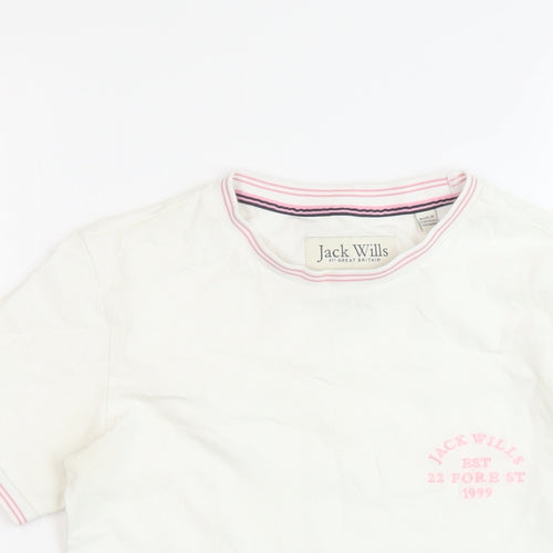 Jack Wills Womens White Cotton Basic T-Shirt Size 8 Crew Neck