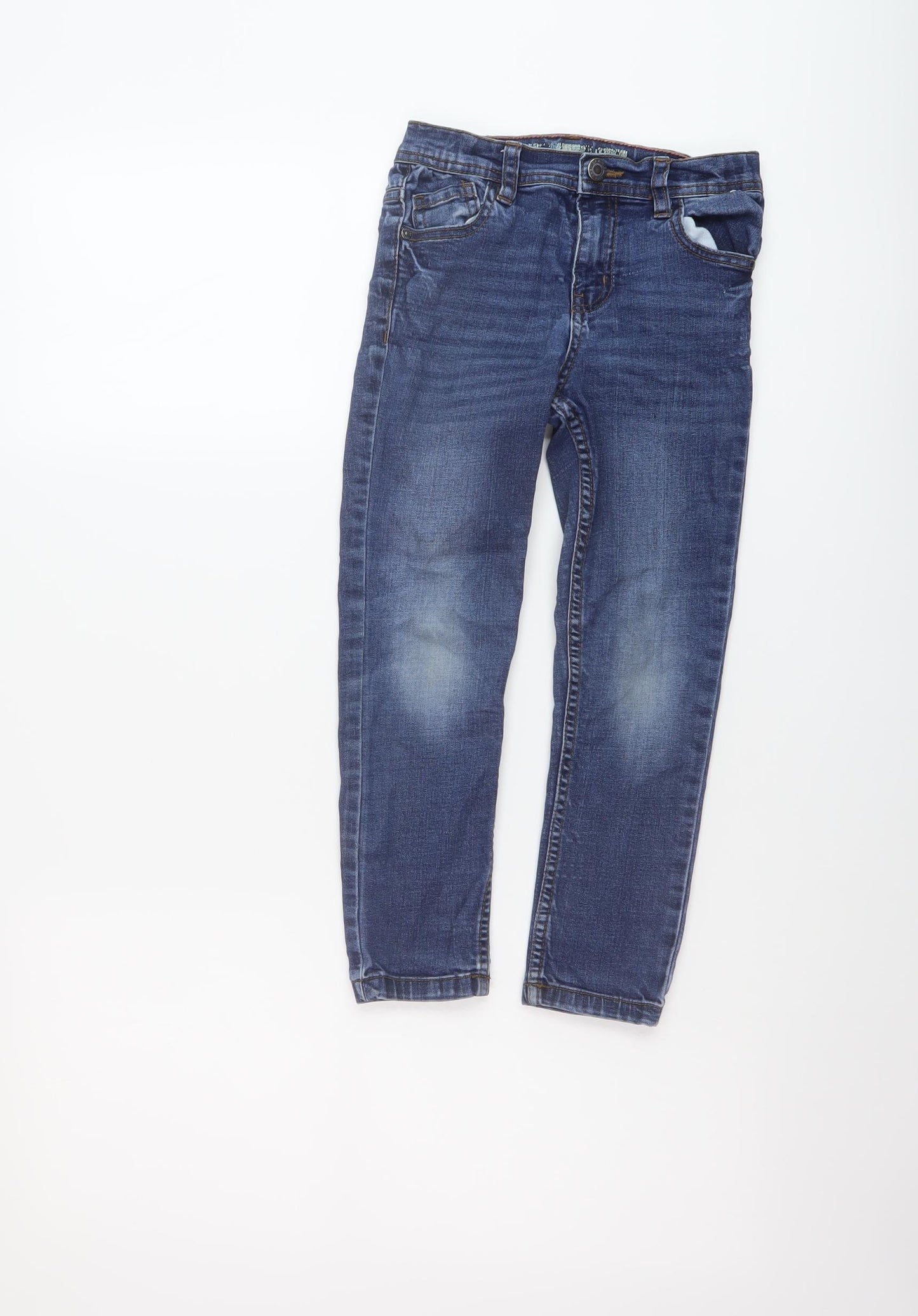 Primark Boys Blue Cotton Straight Jeans Size 6-7 Years Regular Button