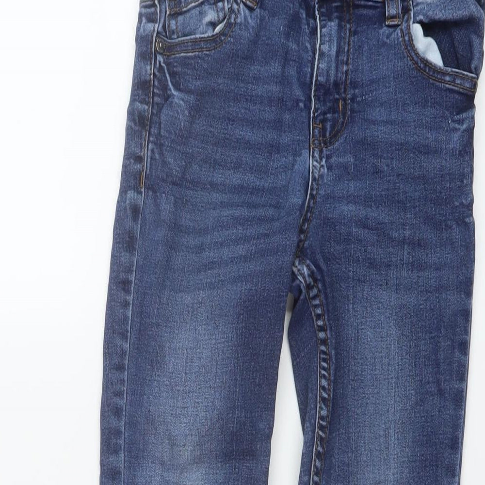 Primark Boys Blue Cotton Straight Jeans Size 6-7 Years Regular Button
