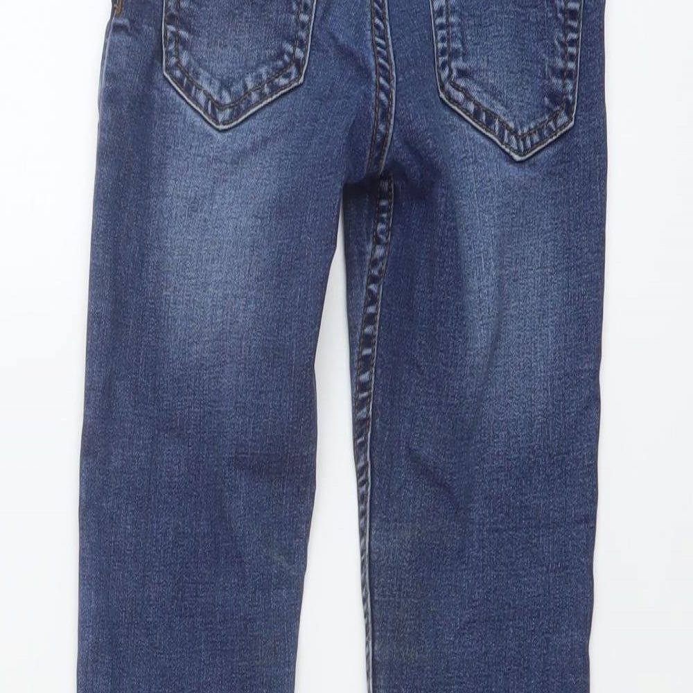 Primark Boys Blue Cotton Straight Jeans Size 6-7 Years Regular Button