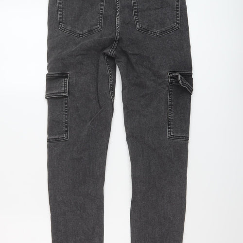 Papaya Womens Grey Cotton Skinny Jeans Size 12 L29 in Regular Button