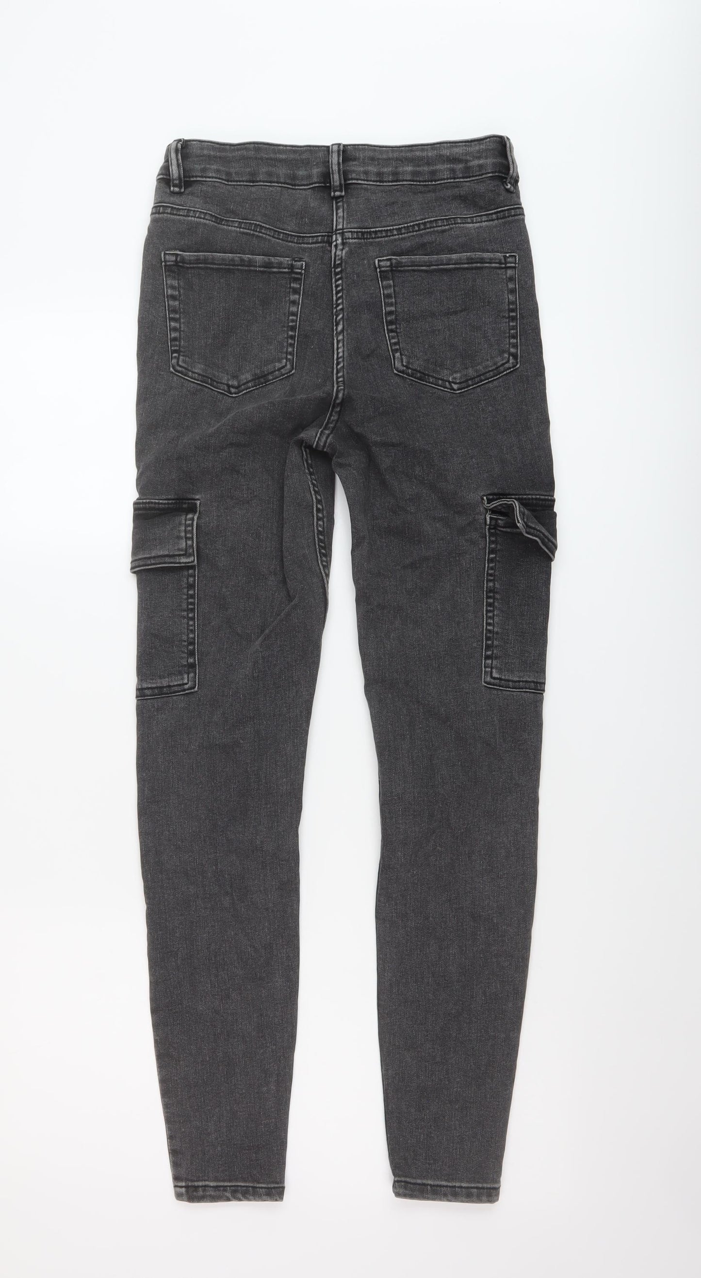 Papaya Womens Grey Cotton Skinny Jeans Size 12 L29 in Regular Button