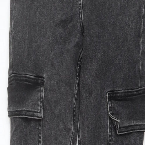 Papaya Womens Grey Cotton Skinny Jeans Size 12 L29 in Regular Button