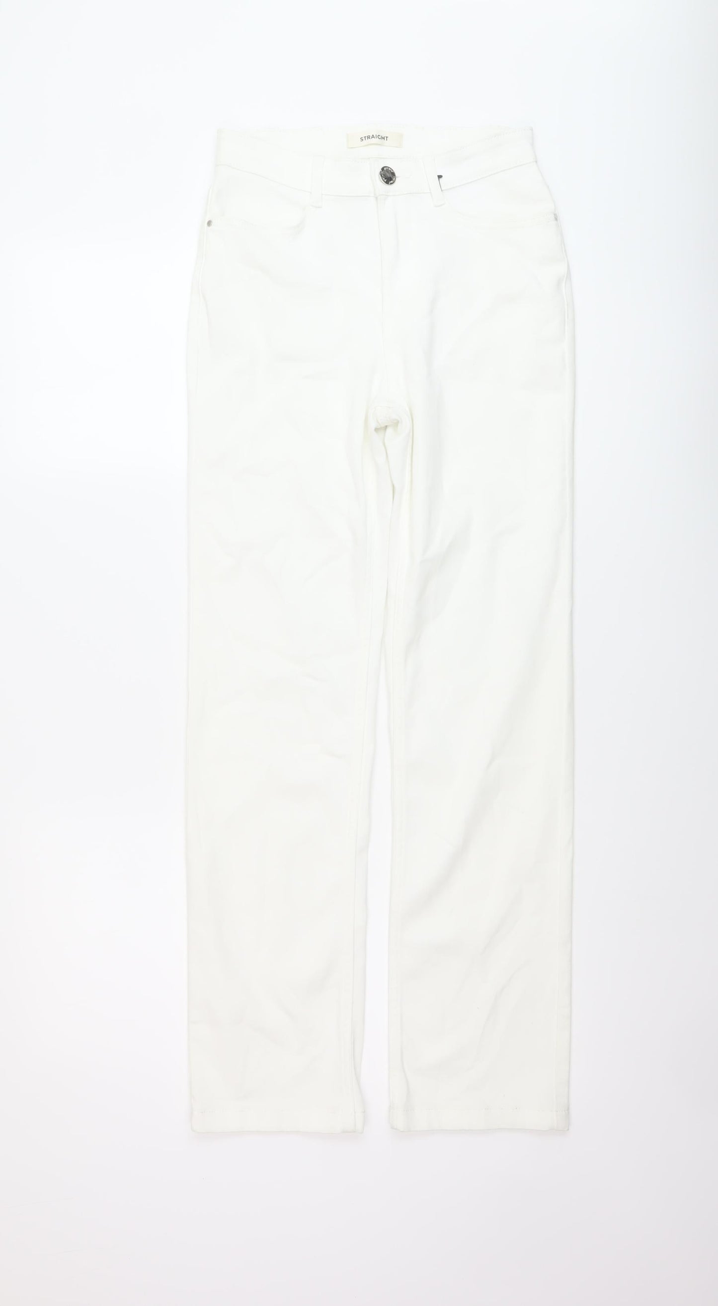 Marks and Spencer Womens White Cotton Straight Jeans Size 8 L29 in Regular Button