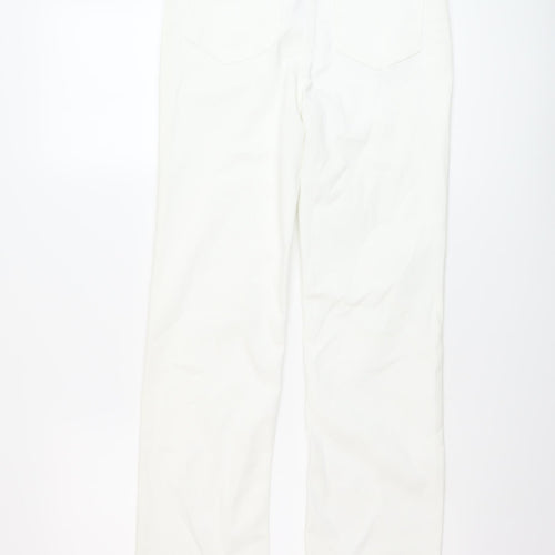 Marks and Spencer Womens White Cotton Straight Jeans Size 8 L29 in Regular Button