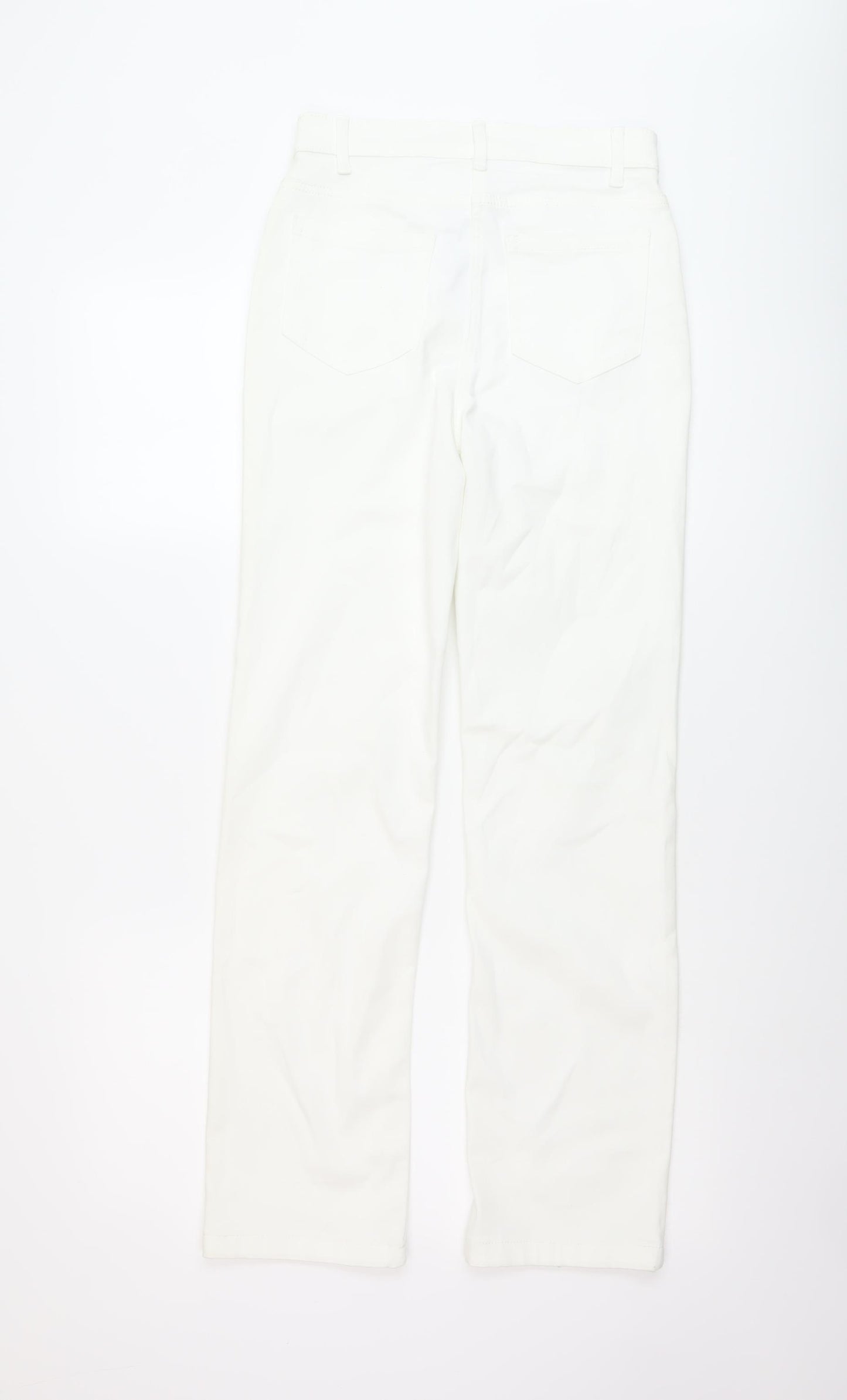 Marks and Spencer Womens White Cotton Straight Jeans Size 8 L29 in Regular Button