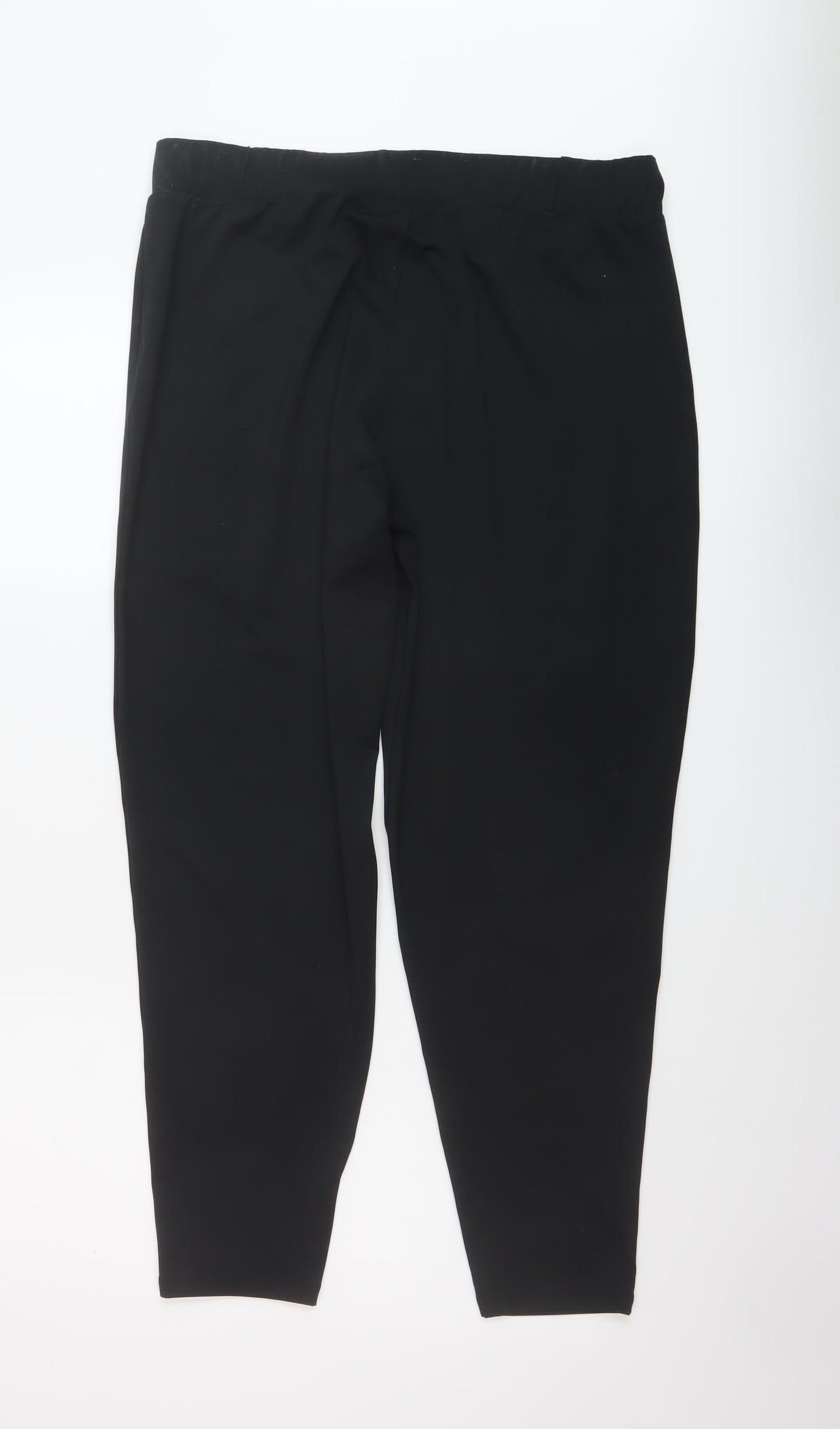 Marks and Spencer Womens Black Polyester Cropped Trousers Size 14 L27 in Regular Pullover