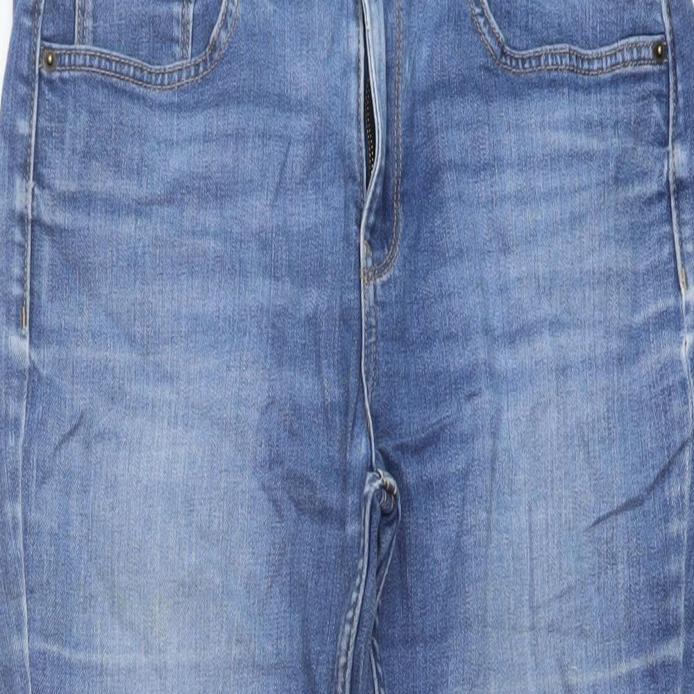 Marks and Spencer Womens Blue Cotton Bootcut Jeans Size 12 L25 in Regular Button
