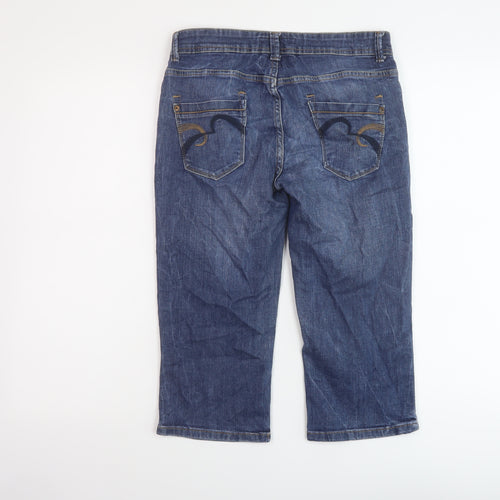 NEXT Womens Blue Cotton Bermuda Shorts Size 8 L17 in Regular Button