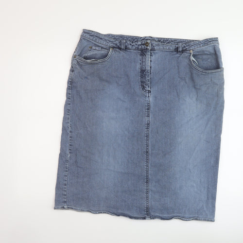 East Coast Womens Blue Cotton A-Line Skirt Size 22 Button